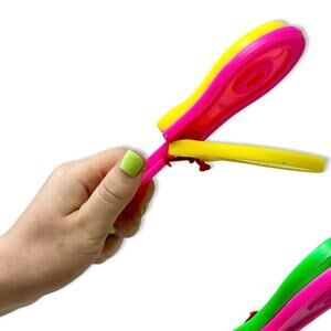 Vintage Y2K Plastic Party Clapper Toy 7" Noisemaker Colorful Castanet